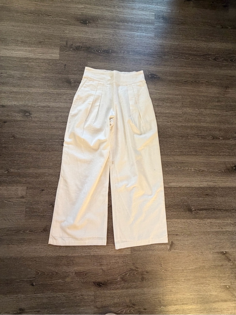 Abercrombie & Fitch Cream Wide Leg High-Waist Pants